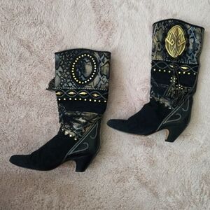 El Vaquero Black and Gold Women's Western Cowboy Cowgirl Boots